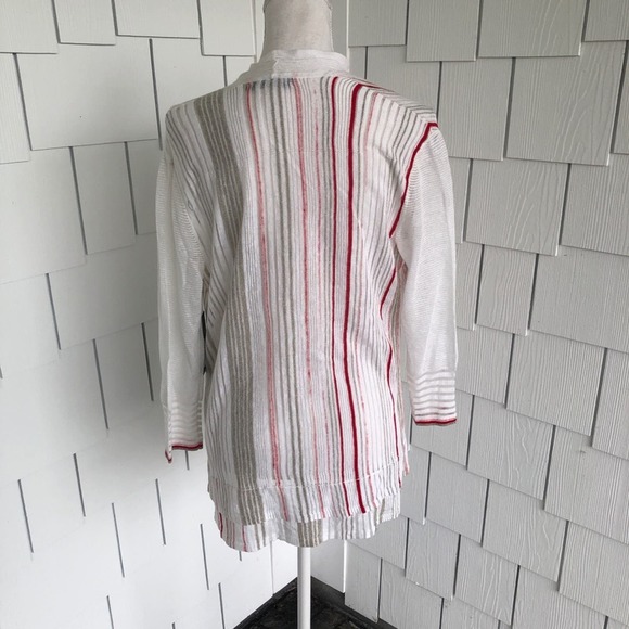 Nic + Zoe Women's White/Red Striped Open Front Festival Cardigan sz PP/US 2P - Picture 6 of 6